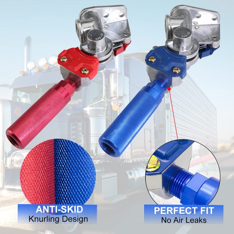 KOOTANS Glad Hand Handles Anodized Aluminum Gladhand Grips Glad Hand Extension Handle Set Red Blue for Truck and Trailers Easier Coupleling - Image 4